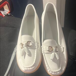 B&B Italia White Loafers with Metal Hardware